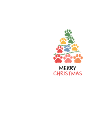 Merry Christmas Paws Alb model galben neon pe tricou