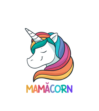 mamăcorn model alb pe tricou