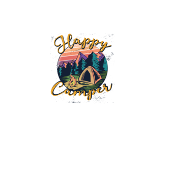 Happy Camper tricou camping model gri pe tricou