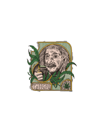 Einstein Marijuana THC model negru pe tricou