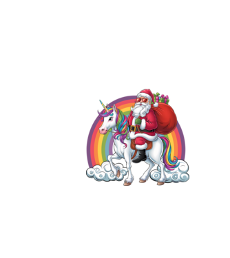 Moș Crăciun cool pe un unicorn 2 model negru pe tricou