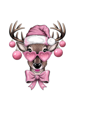Pink Xmas Reindeer model negru pe tricou