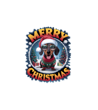 Merry Christmas Teckel model alb pe tricou