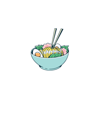 Paste Ramen model albastru închis pe tricou