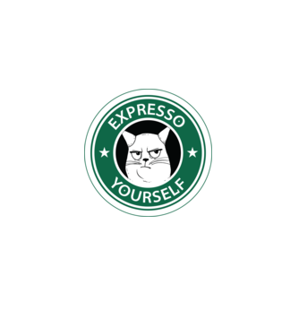Expresso Yourself tricou Pisică cu cafea model negru pe tricou