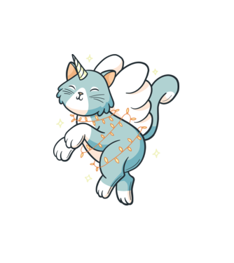 Pisică Unicorn model alb pe tricou