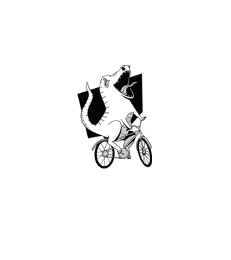Dinozaur cu bicicletă model verde pe tricou
