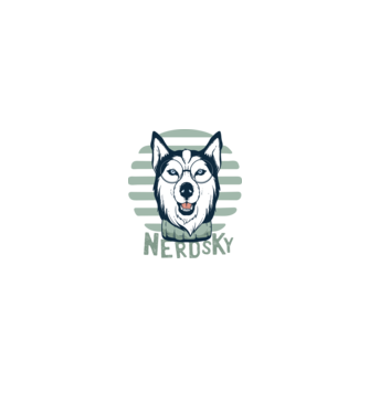 Nerdsky Husky model negru pe tricou