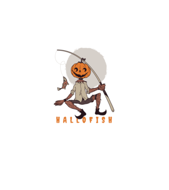 Hallofish - Pescar Halloween model negru pe tricou