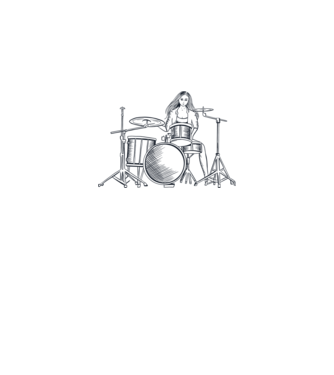 Fată Bateristă model alb pe tricou