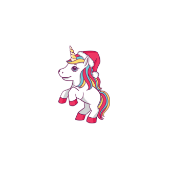 Unicorn de Crăciun model alb pe tricou