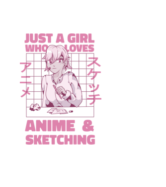 Doar o fată căreia îi place Anime și desenul model negru pe tricou