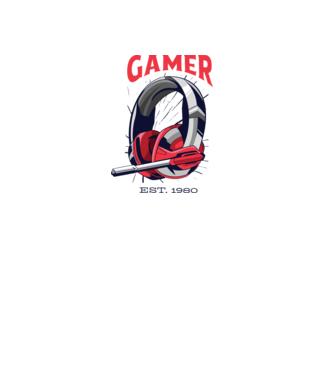 Gamer est. 1980 model alb pe tricou