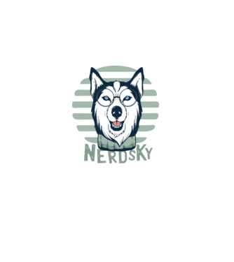 Nerdsky Husky model negru pe tricou