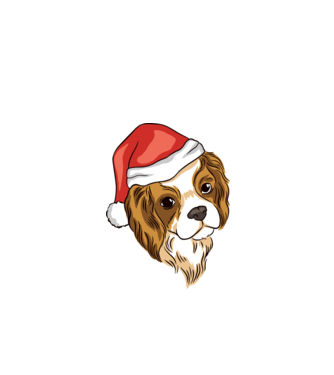 Santa Cocker Spaniel model alb pe tricou