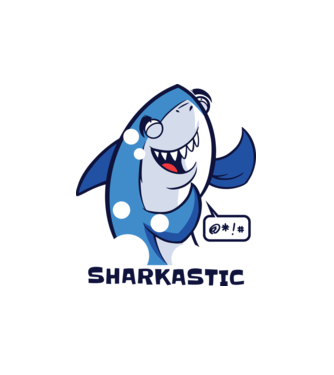 Sharkastic - Rechinul sarcastic model alb pe tricou