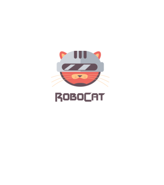 Robocat model negru pe tricou
