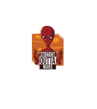 Straight Outta Mars Alien model negru pe tricou
