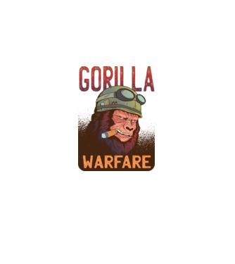 Gorilla Warfare model alb pe tricou