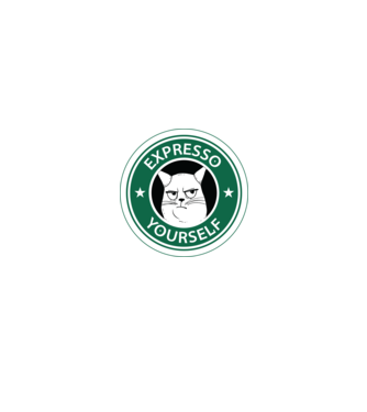 Expresso Yourself tricou Pisică cu cafea model negru pe tricou