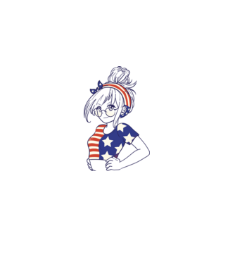 fată Americană Anime model roz deschis pe tricou