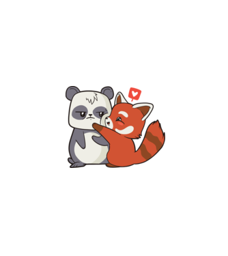Panda drăguț Dragoste model alb pe tricou