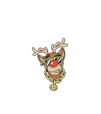 Gangster Reindeer model alb pe tricou