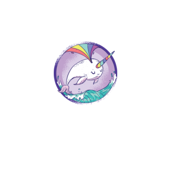 Unicorn drăguț Balenă - Narval model alb pe tricou