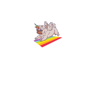 Pugicorn - mops unicorn model negru pe tricou
