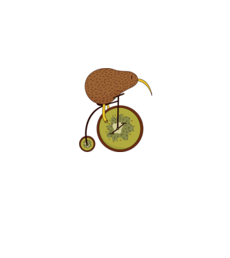 Bicicletă Kiwi model gri pe tricou