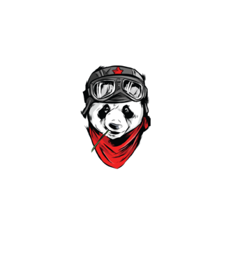 Panda Gerilla model negru pe tricou