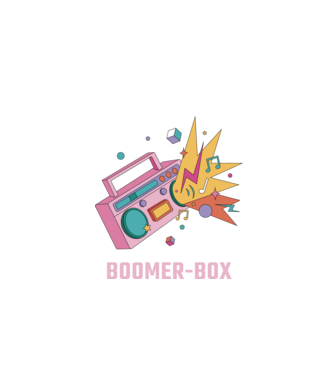 Boomer Box Magnetofon Retro model negru pe tricou