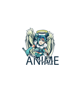 Anime fată cu sabie model gri pe tricou