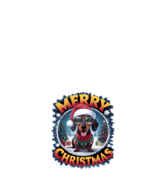 Merry Christmas Teckel model alb pe tricou
