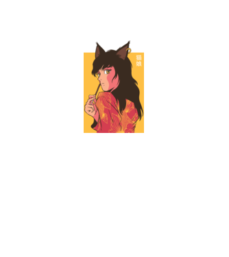 Pisică Fată Anime model albastru deschis pe tricou