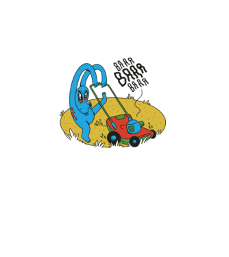 Alien cu Mașină de tuns iarba model alb pe tricou