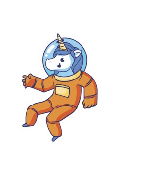 Unicorn Astronaut model negru pe tricou