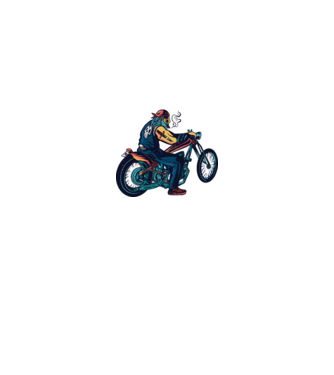 Motociclist Chopper model alb pe tricou