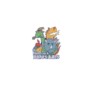 Dungeons and Dinosaurs model albastru închis pe tricou