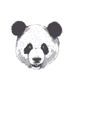 Cap de panda model alb pe tricou