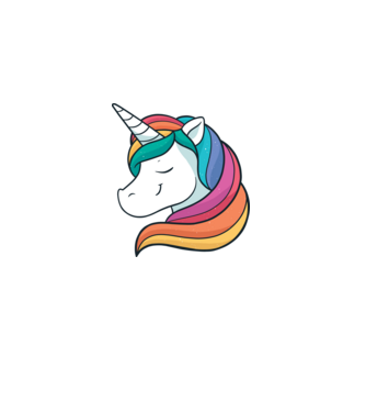 Cap de unicorn model alb pe tricou