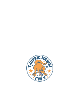 'T-rex Terrific news i''m 7' model albastru deschis pe tricou