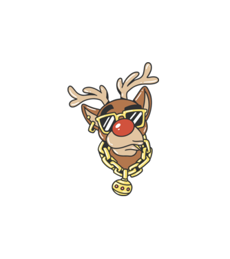 Gangster Reindeer model alb pe tricou