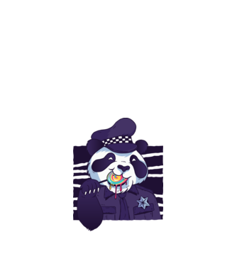 Panda polițist cu acadea model nisipiu pe tricou