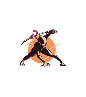 Ninja model alb pe tricou