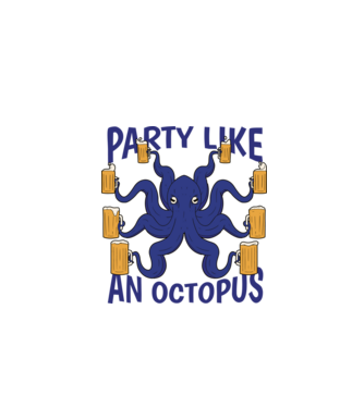 Party Like An Octopus model turcoaz pe tricou