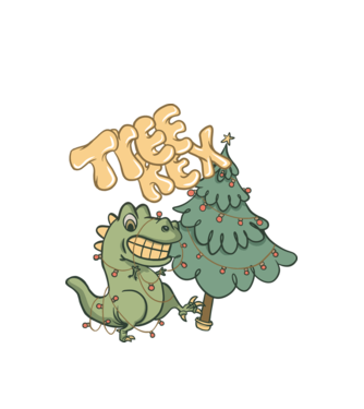 T-rex de Crăciun model alb pe tricou