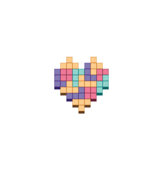 Inimă Tetris model alb/roșu pe tricou