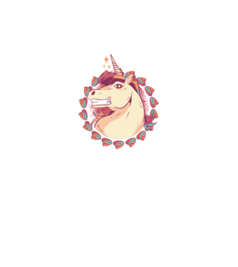 Unicorn Mullet model alb pe tricou