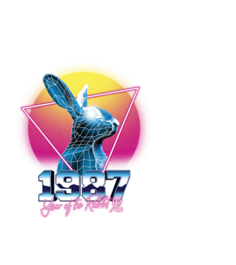 1987 Year of the Rabbit model negru pe tricou